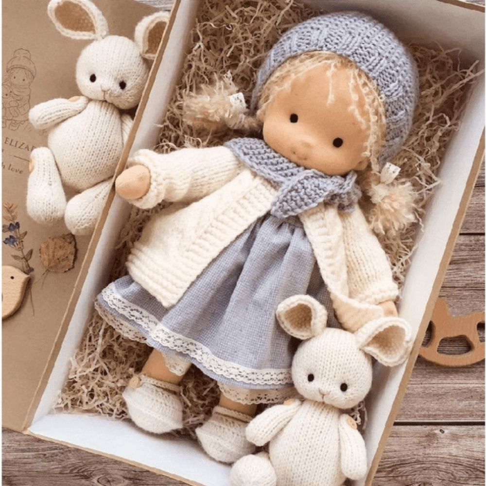 Bambola di peluche per bambini in stile Waldorf, cucita a mano, morbida, compagna di giochi creativi