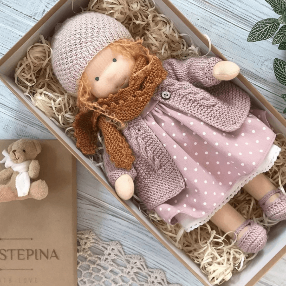 Bambola di peluche per bambini in stile Waldorf, cucita a mano, morbida, compagna di giochi creativi