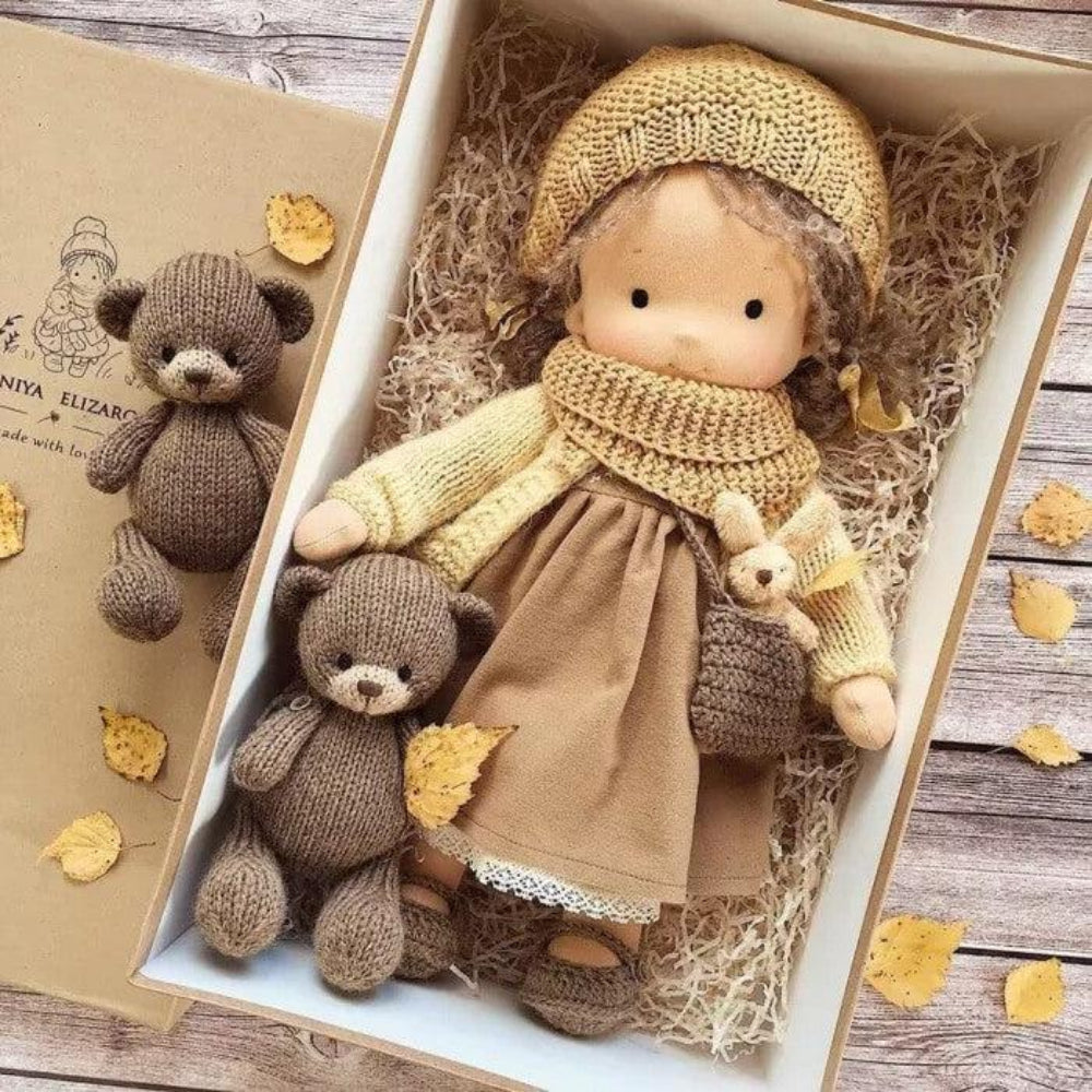 Bambola di peluche per bambini in stile Waldorf, cucita a mano, morbida, compagna di giochi creativi