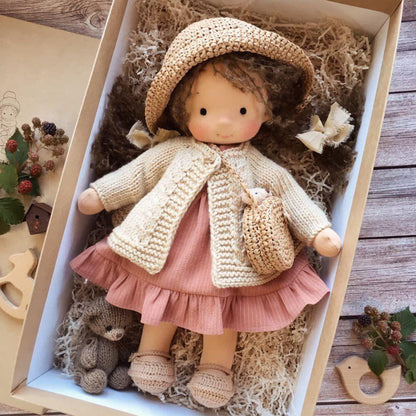 Bambola di peluche per bambini in stile Waldorf, cucita a mano, morbida, compagna di giochi creativi