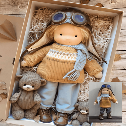 Bambola di peluche per bambini in stile Waldorf, cucita a mano, morbida, compagna di giochi creativi