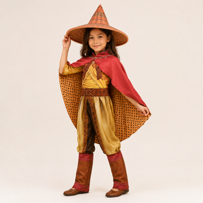 Kids Witch Halloween Costume Cape Hat Party Dress Up Set