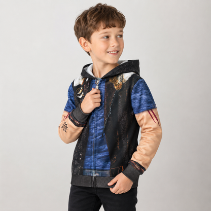 Kids Zombie Halloween Costume Jumpsuit Hoodie Party Dress Up Outfit