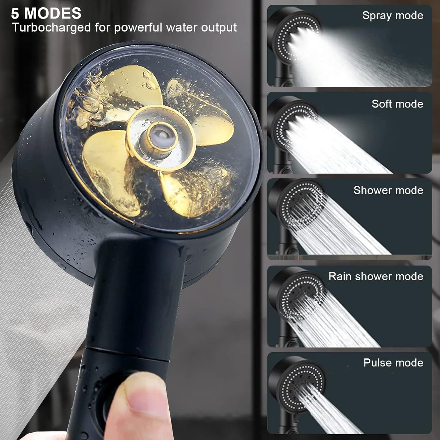 LCD Shower Head with Temperature Display High Pressure Adjustable Spray Modes