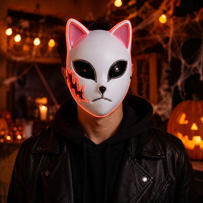 LED Cat Mask Halloween Costume Light Up Cosplay Party Accessory