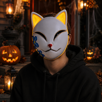 LED Cat Mask Halloween Costume Light Up Cosplay Party Accessory