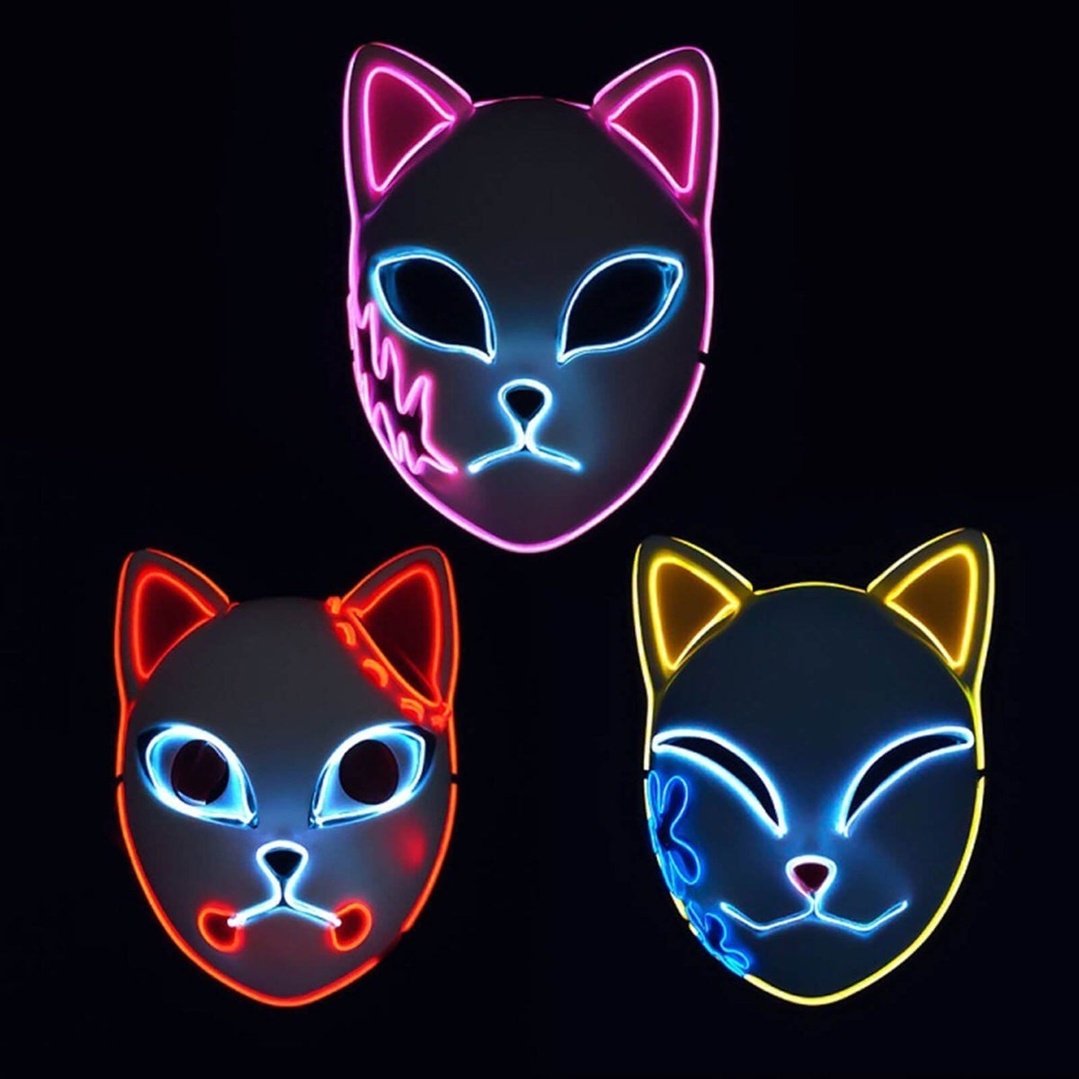 LED Cat Mask Halloween Costume Light Up Cosplay Party Accessory