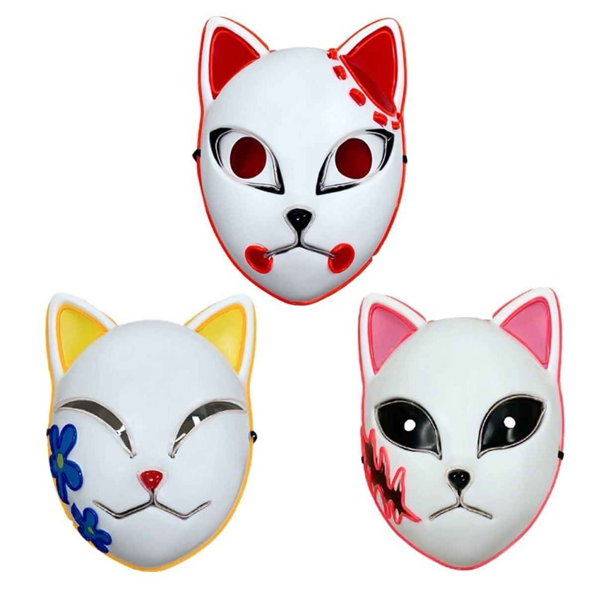 LED Cat Mask Halloween Costume Light Up Cosplay Party Accessory
