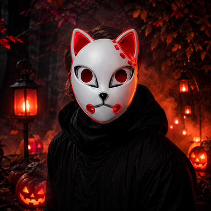 LED Cat Mask Halloween Costume Light Up Cosplay Party Accessory
