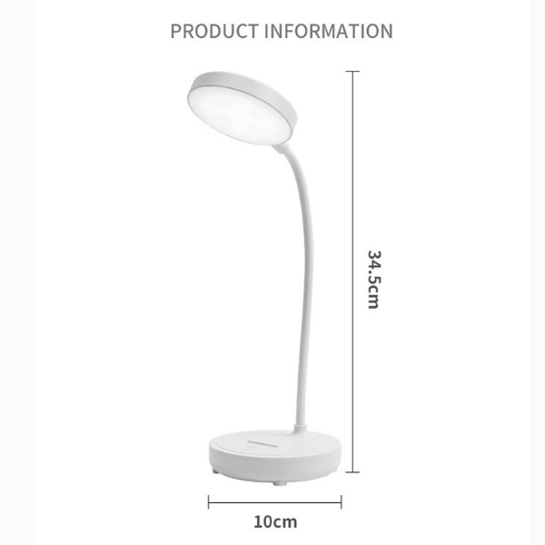 LED Desk Lamp Flexible Neck Adjustable Brightness USB Rechargeable
