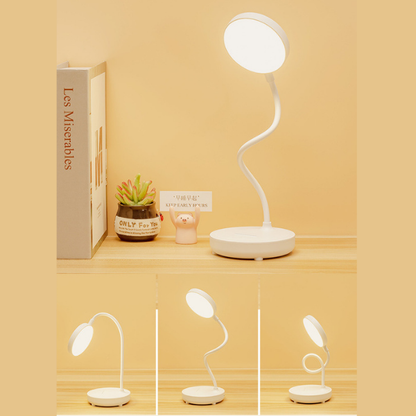 LED Desk Lamp Flexible Neck Adjustable Brightness USB Rechargeable