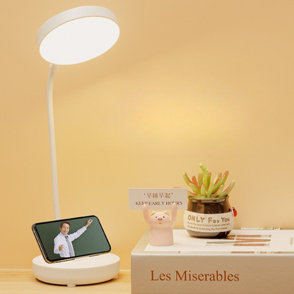 LED Desk Lamp Flexible Neck Adjustable Brightness USB Rechargeable