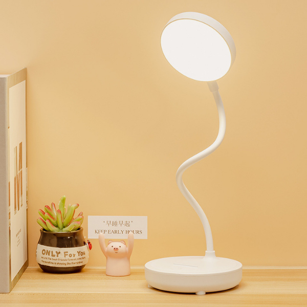 LED Desk Lamp Flexible Neck Adjustable Brightness USB Rechargeable