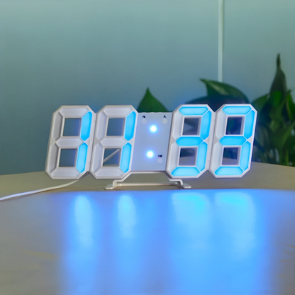 LED Digital Wall Clock Large 3D Display Automatic Night Mode USB