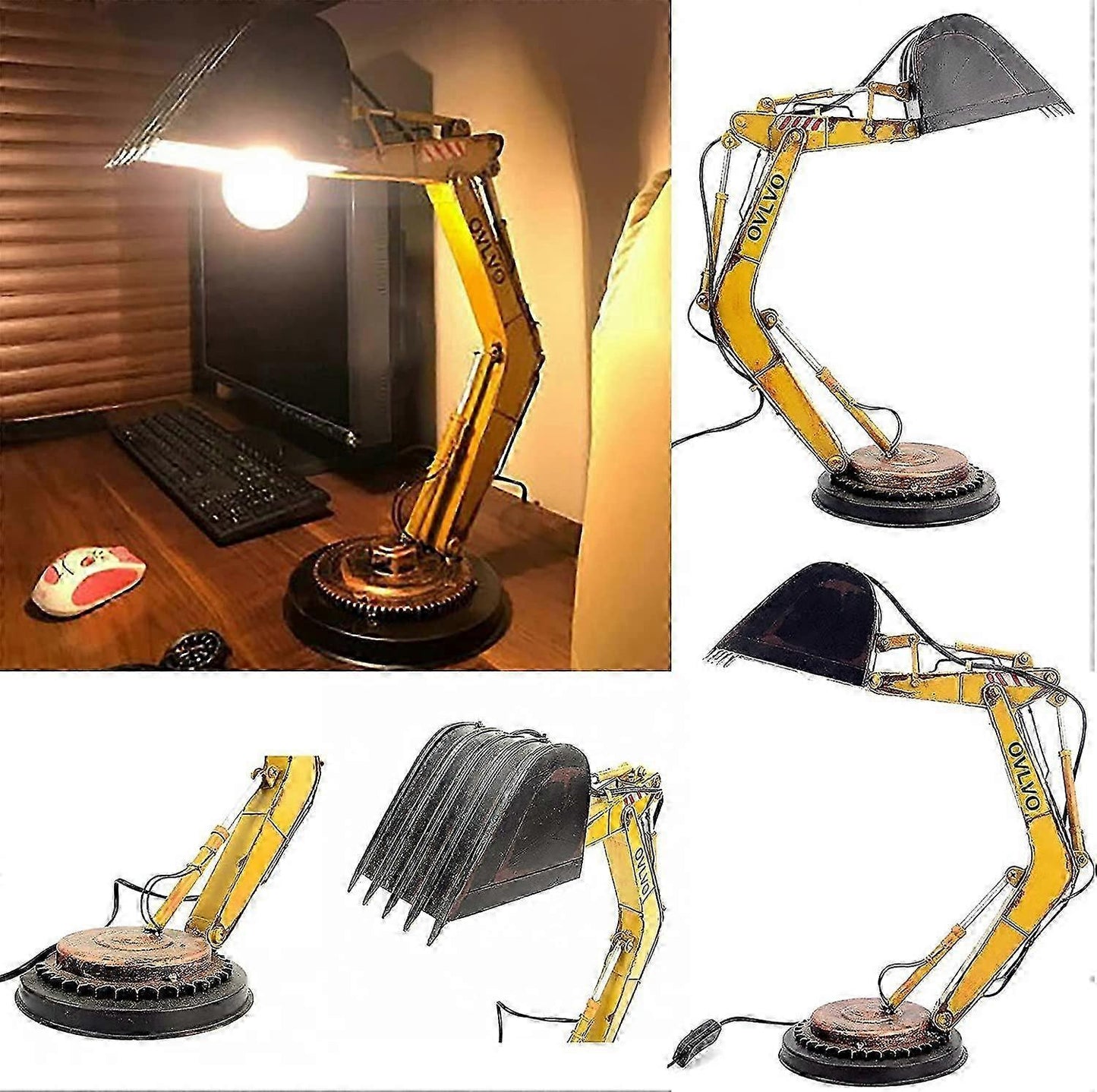 LED Excavator Table Lamp Industrial Construction Design Desk Light