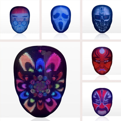 LED Face Mask for Halloween – Changing Face Light Mask, Rechargeable Party & Festival Accessory