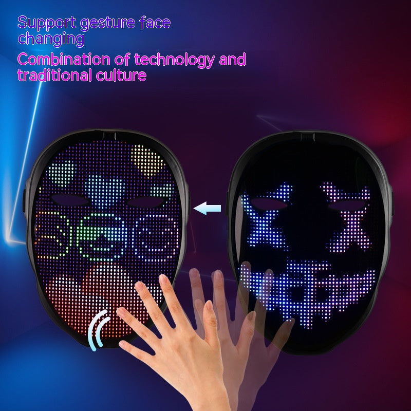 LED Face Mask for Halloween – Changing Face Light Mask, Rechargeable Party & Festival Accessory