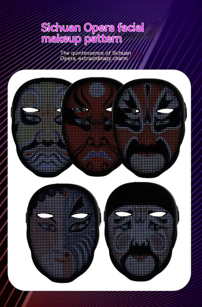LED Face Mask for Halloween – Changing Face Light Mask, Rechargeable Party & Festival Accessory