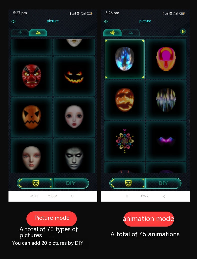 LED Face Mask for Halloween – Changing Face Light Mask, Rechargeable Party & Festival Accessory