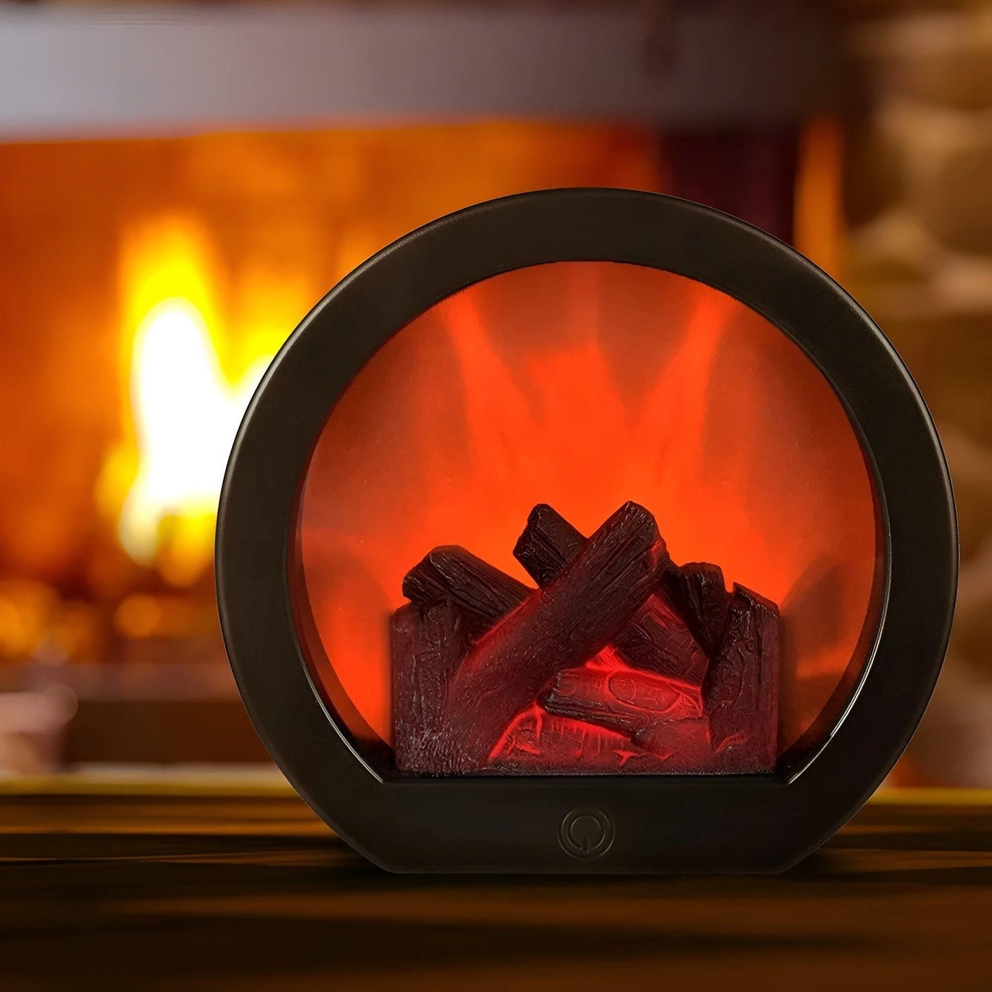 LED Flame Lantern Night Light Fireplace Effect Decorative Ambient Lamp