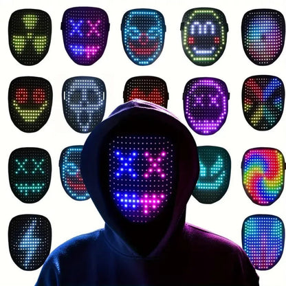 LED Full Face Halloween Mask Light Up Costume Party Accessory