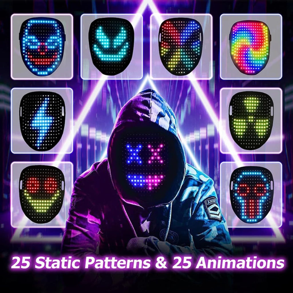 LED Full Face Halloween Mask Light Up Costume Party Accessory