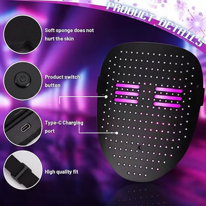 LED Full Face Halloween Mask Light Up Costume Party Accessory