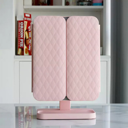 LED Makeup Mirror with Magnification Adjustable Light Storage Organizer