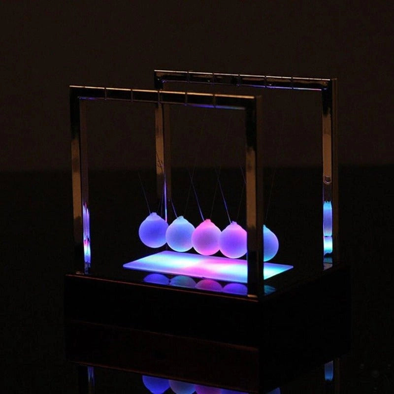 LED Newton Pendulum Balance Desk Decor Motion Display