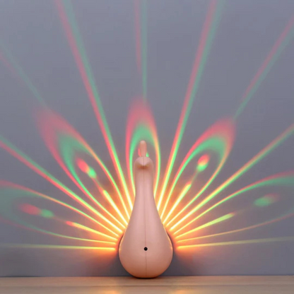 LED Peacock Projector Lamp Remote Control Colour Changing Ambient Light