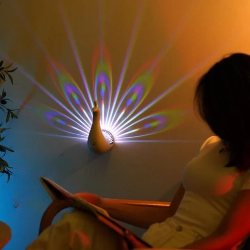 LED Peacock Projector Lamp Remote Control Colour Changing Ambient Light