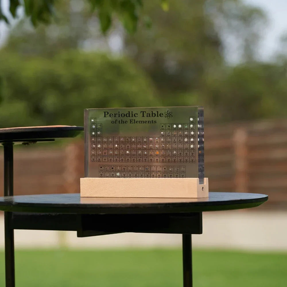 LED Periodic Table Model Real Element Samples Illuminated Acrylic Scientific Display