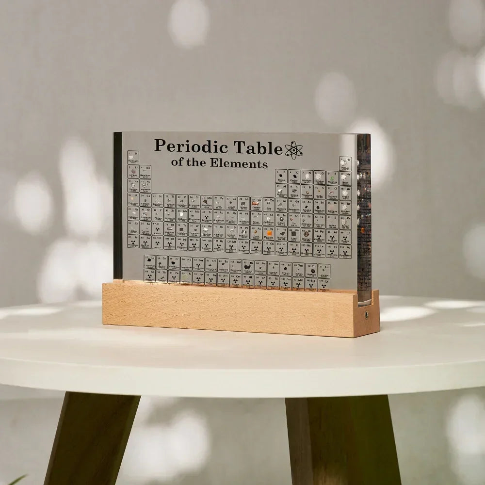 LED Periodic Table Model Real Element Samples Illuminated Acrylic Scientific Display