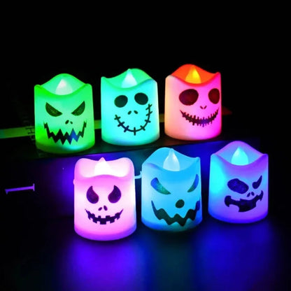 LED Pumpkin Tea Light Candles Halloween Decoration Set Table Party Decor