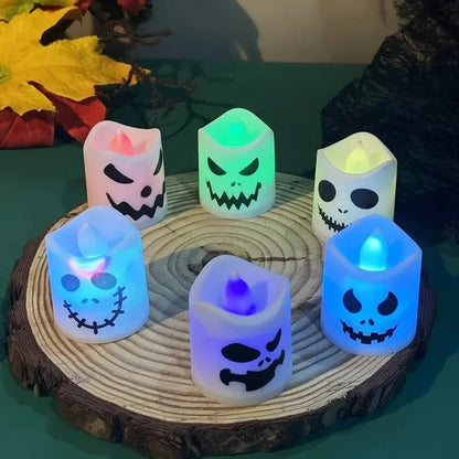 LED Pumpkin Tea Light Candles Halloween Decoration Set Table Party Decor