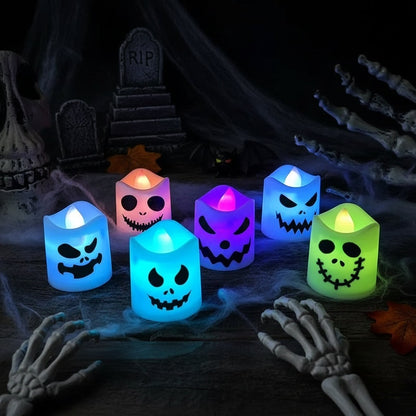 LED Pumpkin Tea Light Candles Halloween Decoration Set Table Party Decor