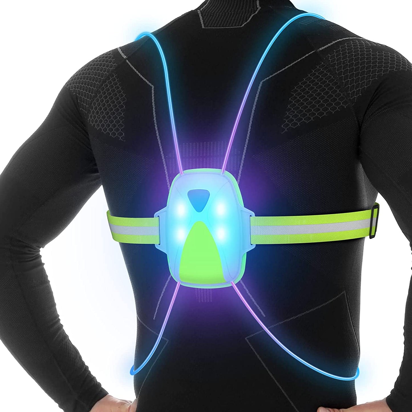 LED Running Safety Vest High Visibility Reflective Vest with Adjustable Light Colors