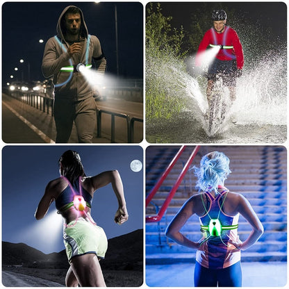 LED Running Safety Vest High Visibility Reflective Vest with Adjustable Light Colors