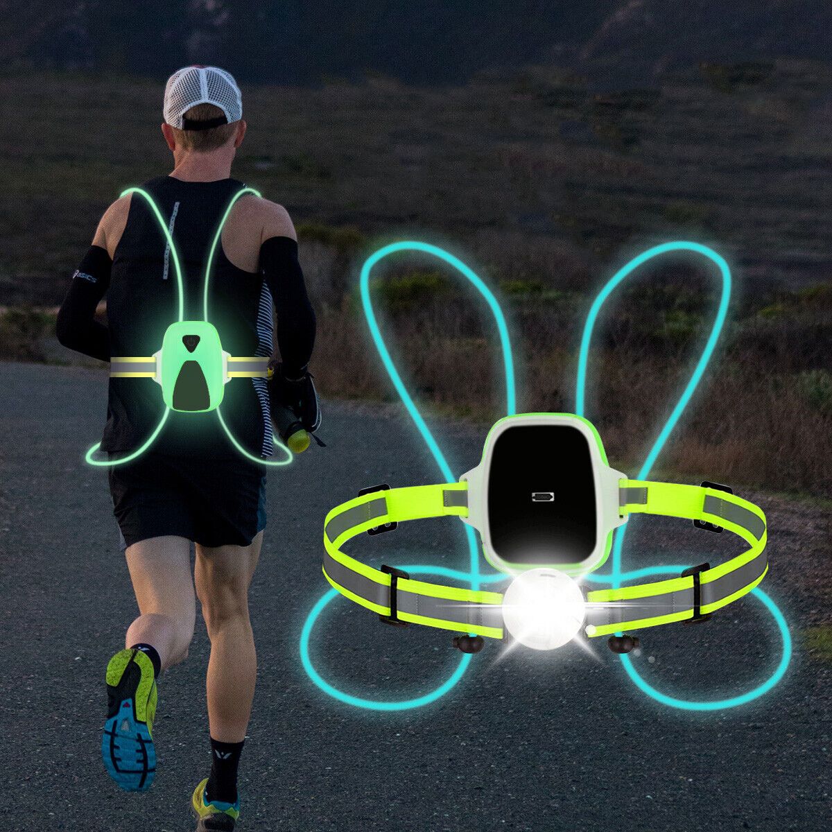 LED Running Safety Vest High Visibility Reflective Vest with Adjustable Light Colors