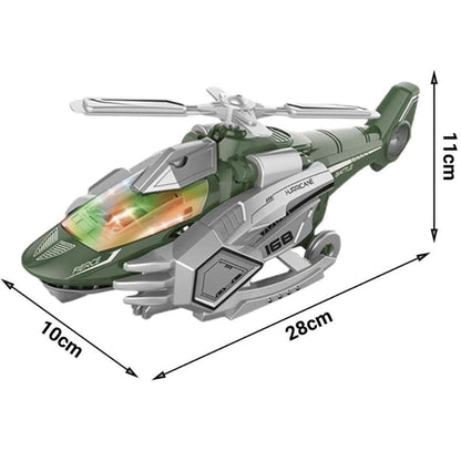 LED Transforming Dinosaur Helicopter Toy with Lights Music and Obstacle Avoidance