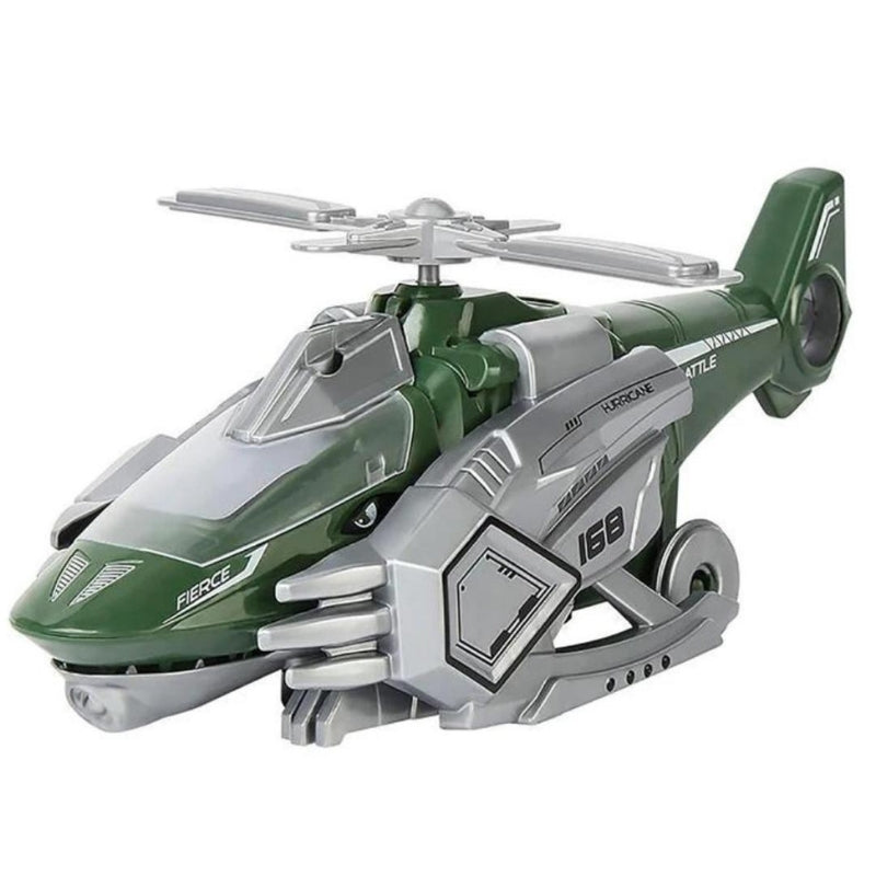LED Transforming Dinosaur Helicopter Toy with Lights Music and Obstacle Avoidance