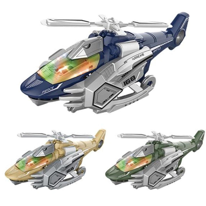 LED Transforming Dinosaur Helicopter Toy with Lights Music and Obstacle Avoidance