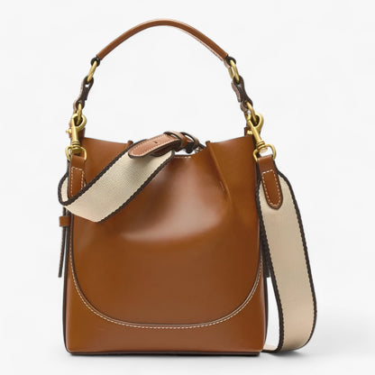 Large Capacity Bucket Shoulder Bag Wide Strap Crossbody Tote Stylish Everyday Handbag