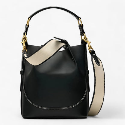 Large Capacity Bucket Shoulder Bag Wide Strap Crossbody Tote Stylish Everyday Handbag