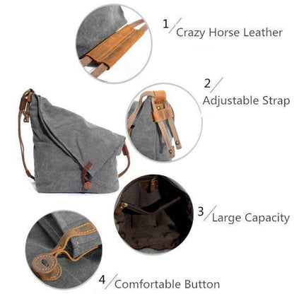 Large Capacity Crossbody Shoulder Bag Smooth Zip Adjustable Strap Everyday Handbag