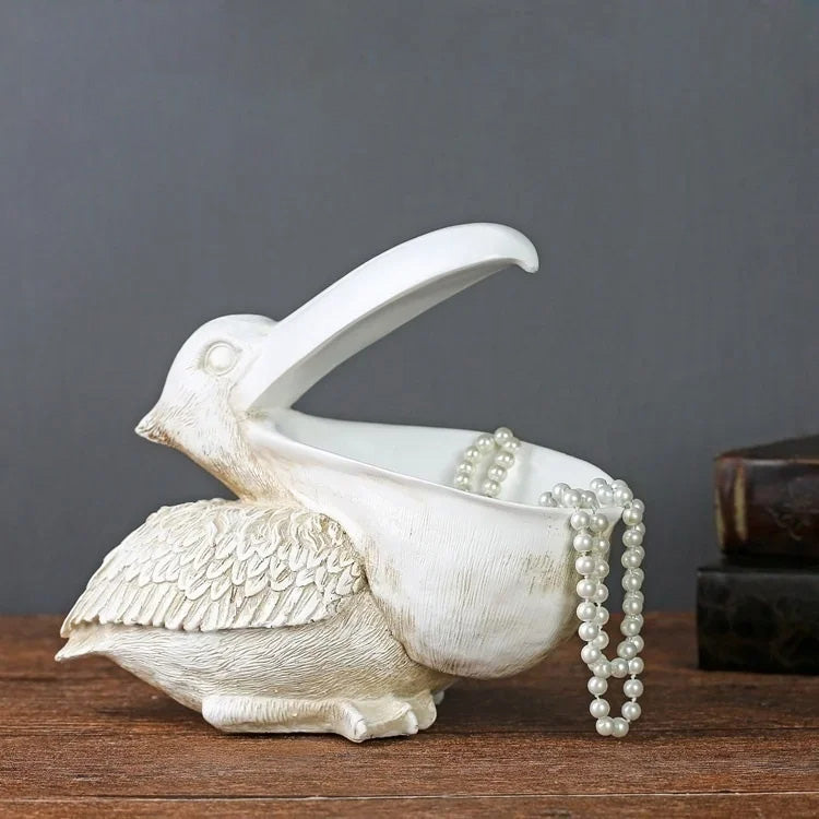 Large Mouth Bird Storage Box Sculptural Decorative Organizer for Desk Shelf Counter