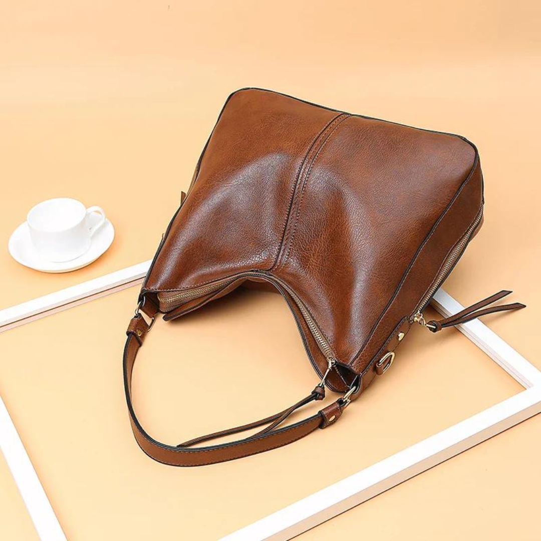 Large Shoulder Bag Women PU Leather Vintage Style Everyday Handbag