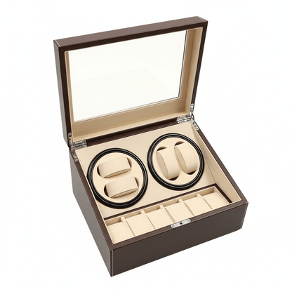 Larvento – Automatic Watch Winder Display Box with 4 Winding Slots and 6 Storage Slots