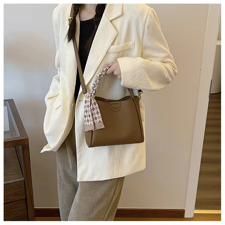 Larvento – Women’s Lychee Texture PU Leather Crossbody Handbag