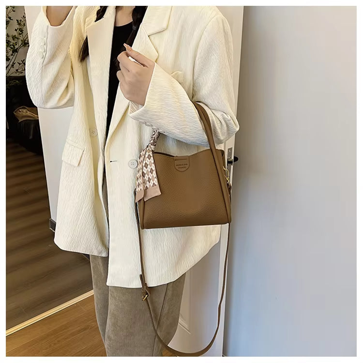 Larvento – Women’s Lychee Texture PU Leather Crossbody Handbag